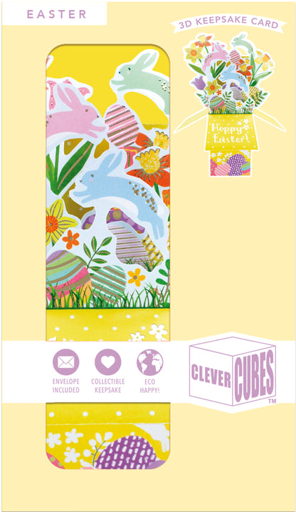 Clever Cube Happy Easter Hoppy Hares Pop Up Easter Greeting Card