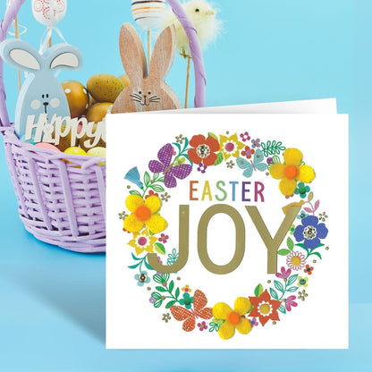 Felt Flowers Easter Joy Easter Spring Flowers Hand-Finished Greeting Card