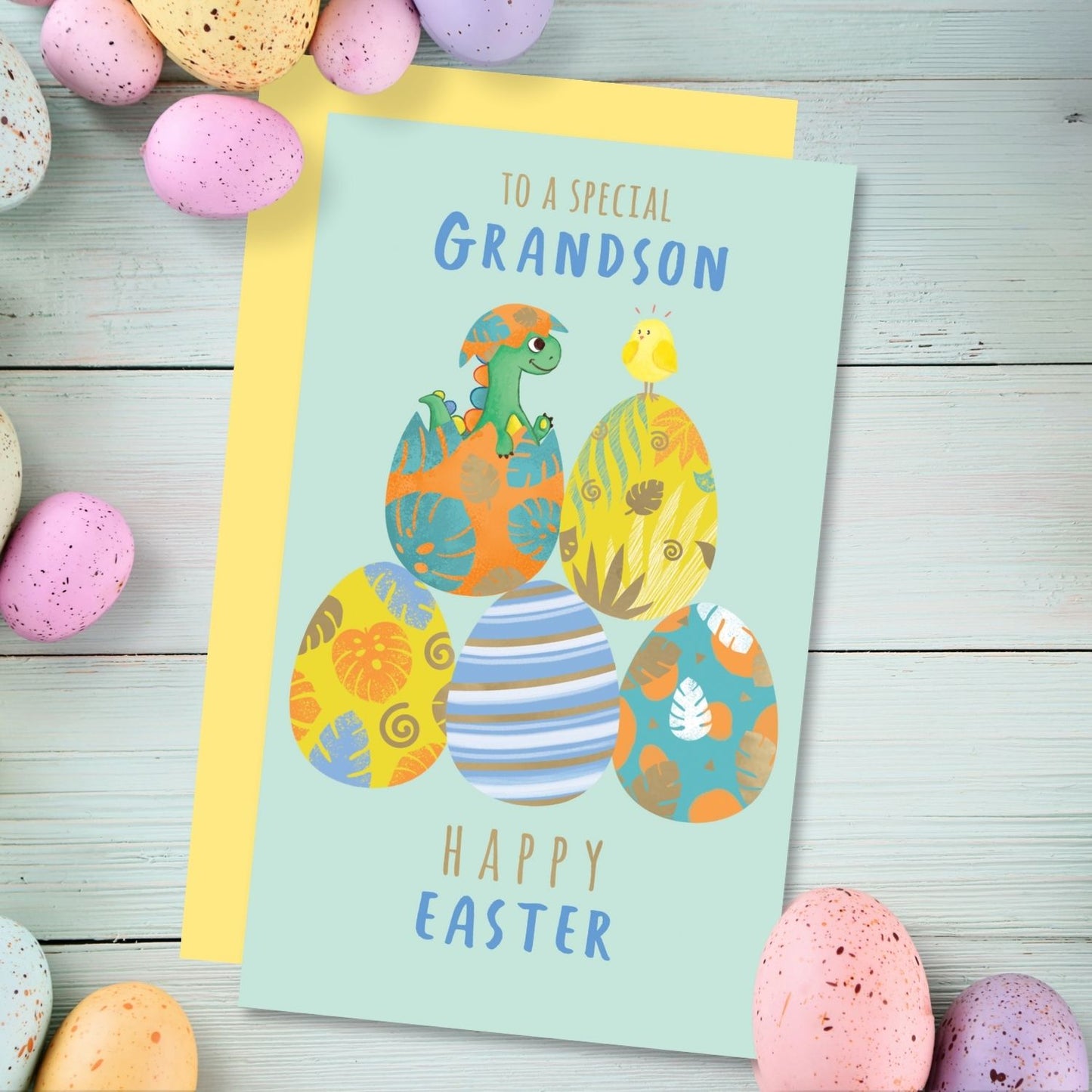 Special Grandson Eggceptionalosaur Easter Money Wallet Greeting Card Gift Card