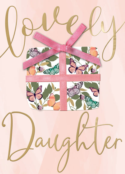 Lovely Daughter Butterflies Embellished Birthday Greeting Card