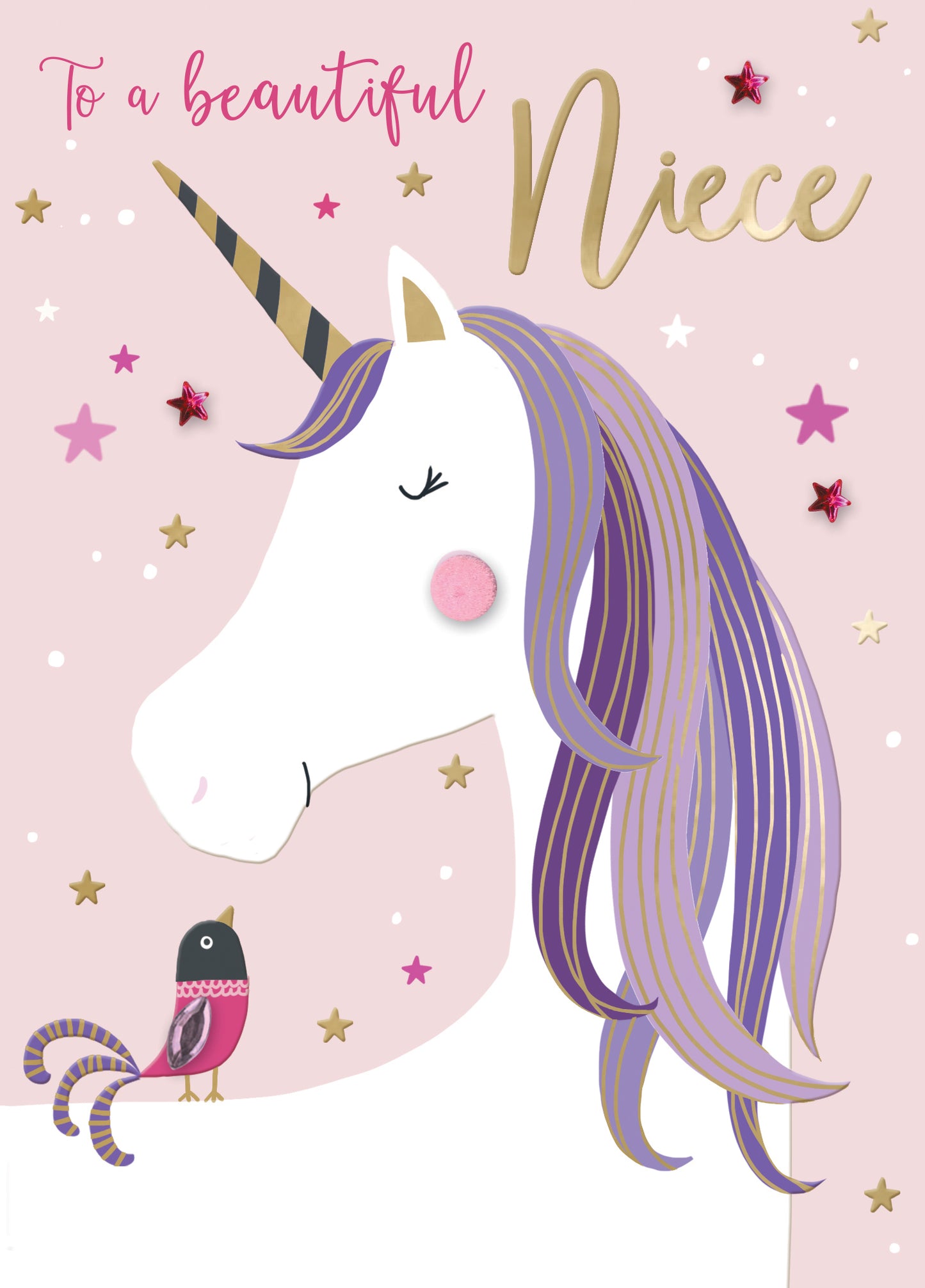 Beautiful Niece Unicorn Embellished Birthday Greeting Card