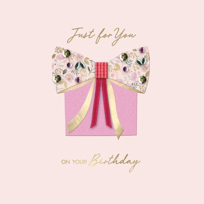 Jewelled Handmade Embellished Gift With Bow Birthday Card