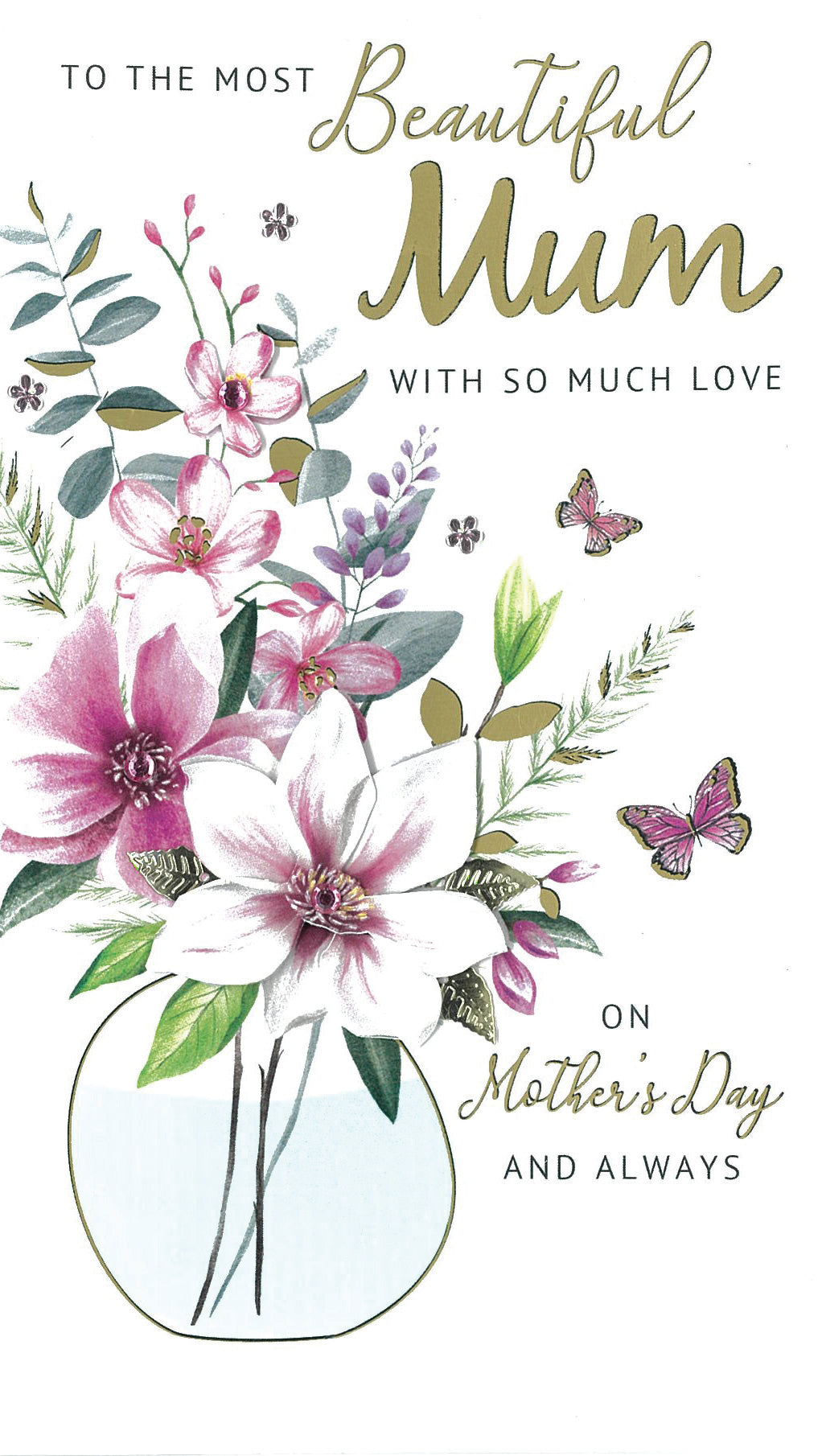 Beautiful Mum Mum's Butterfly Blooms! Mother's Day Hand-Finished Greeting Card