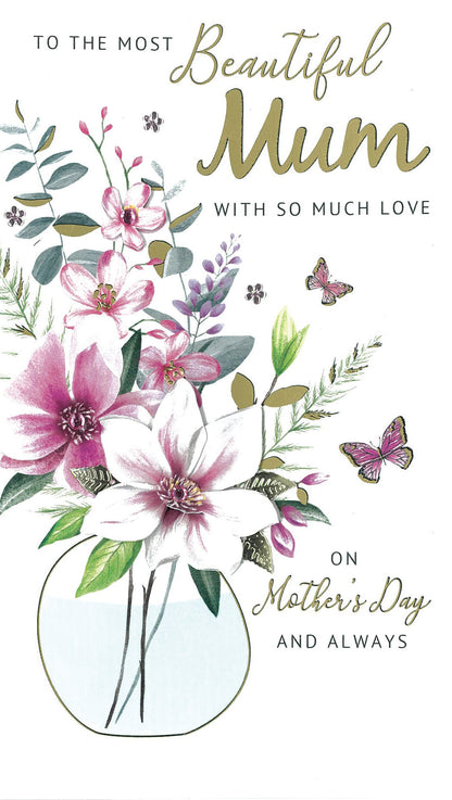 Beautiful Mum Mum's Butterfly Blooms! Mother's Day Hand-Finished Greeting Card