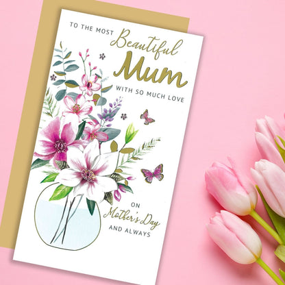 Beautiful Mum Mum's Butterfly Blooms! Mother's Day Hand-Finished Greeting Card