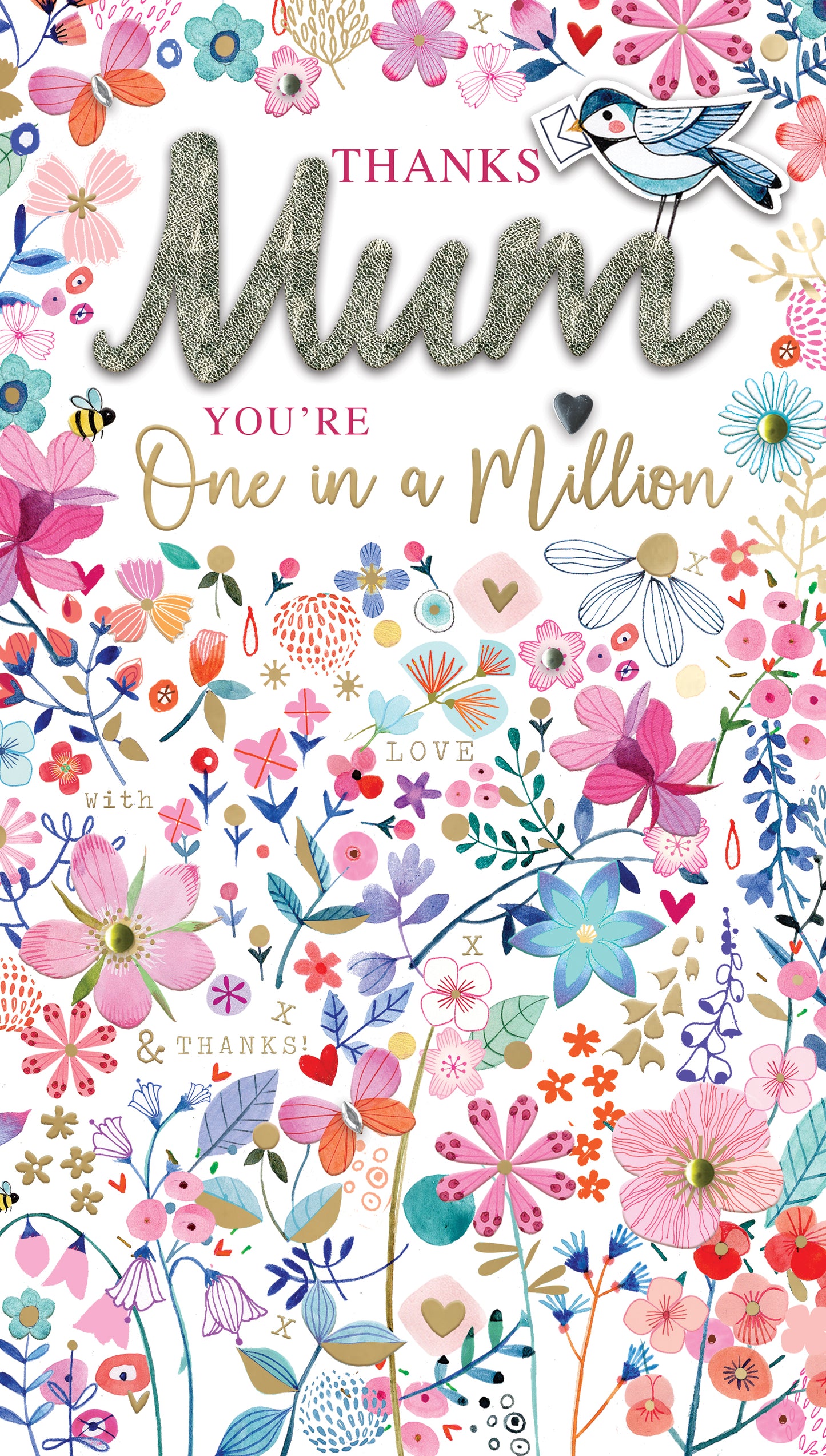 One In A Million Bloomin' Flowers! Mother's Day Hand-Finished Greeting Card
