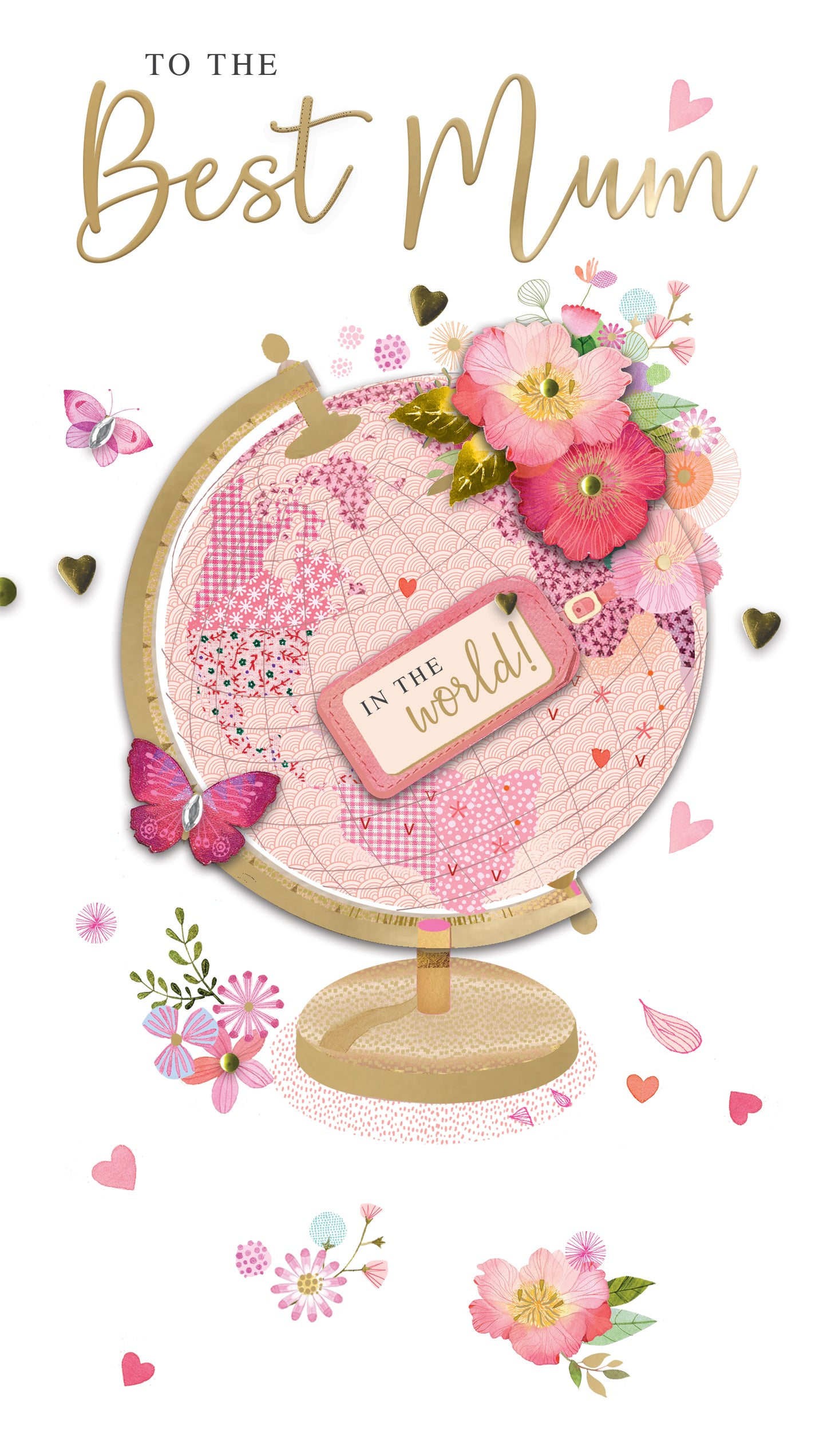 Best Mum Fluttery Floral Perfection! Mother's Day Hand-Finished Greeting Card