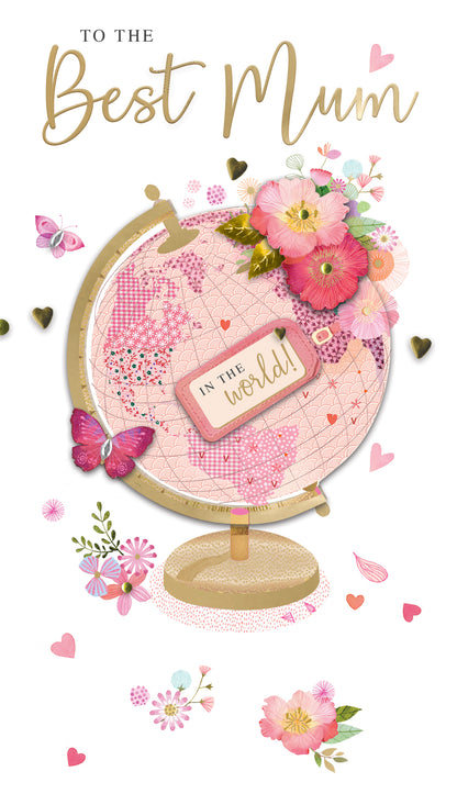 Best Mum Fluttery Floral Perfection! Mother's Day Hand-Finished Greeting Card