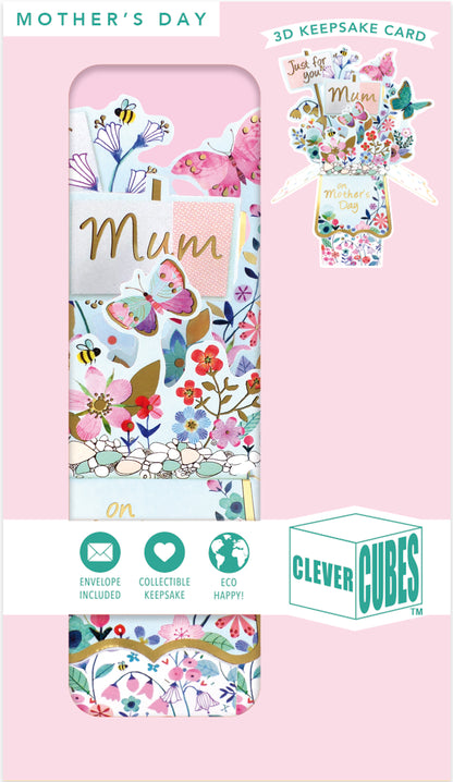 Just For You Mum Fluttering Blooms Galore! Mother's Day Pop Up Clever Cube Card