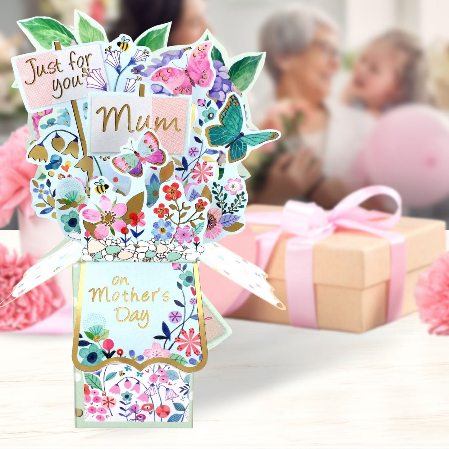 Just For You Mum Fluttering Blooms Galore! Mother's Day Pop Up Clever Cube Card