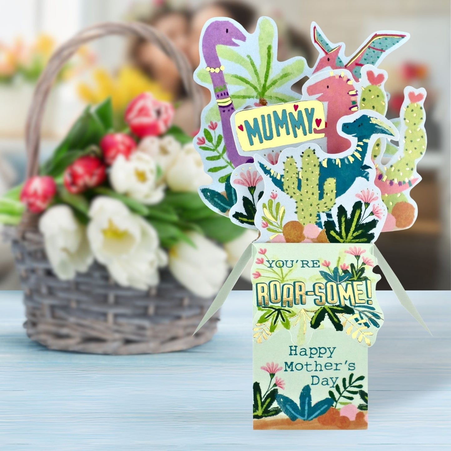 Mummy You're Roarsome Dino-Riffic Fun Mother's Day Pop Up Clever Cube Card