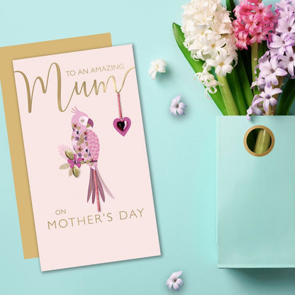 An Amazing Mum Perched For Perfection! Mother's Day Hand-Finished Greeting Card