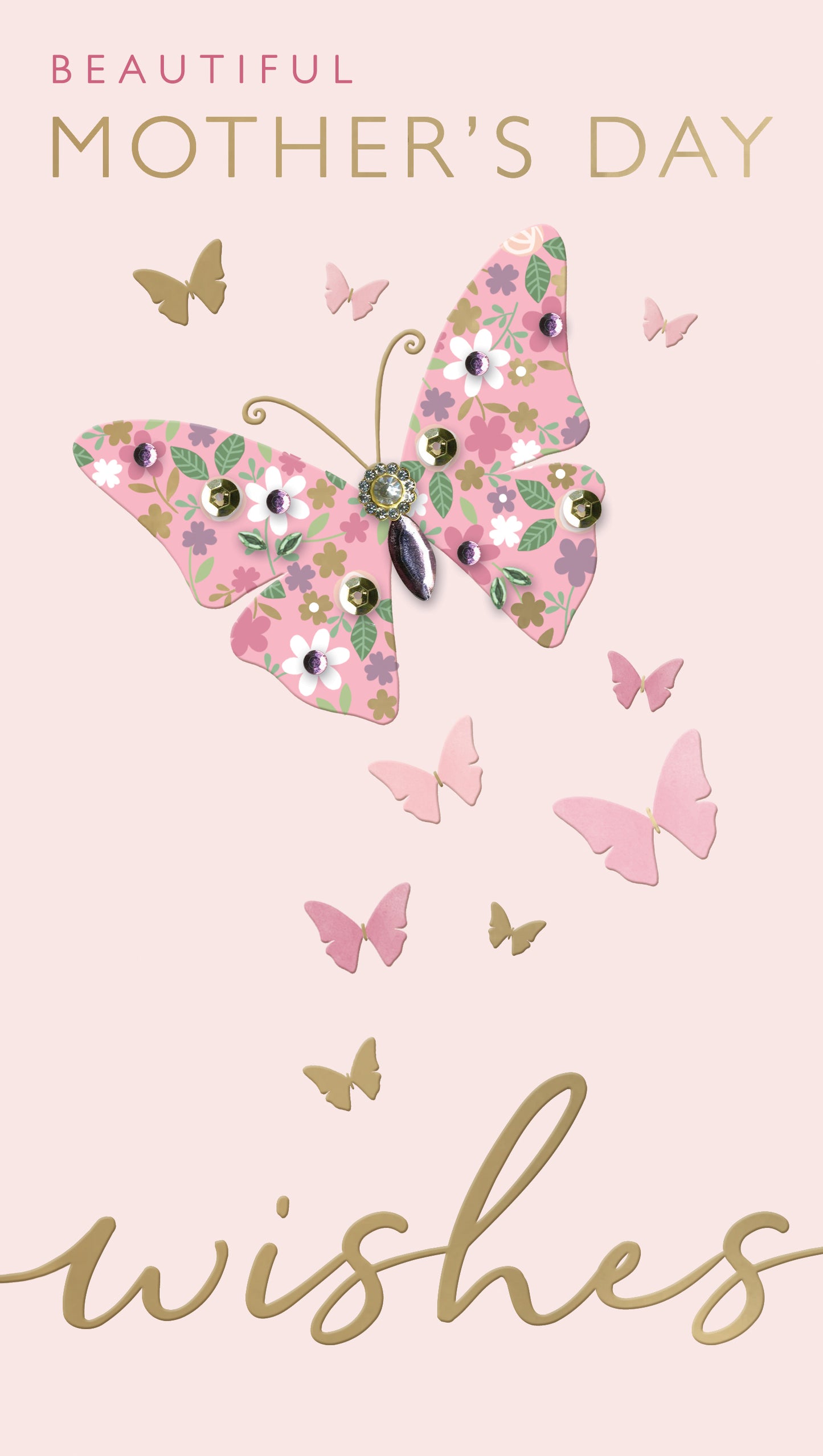 Beautiful Flutter In Luxury! Mother's Day Hand-Finished Greeting Card