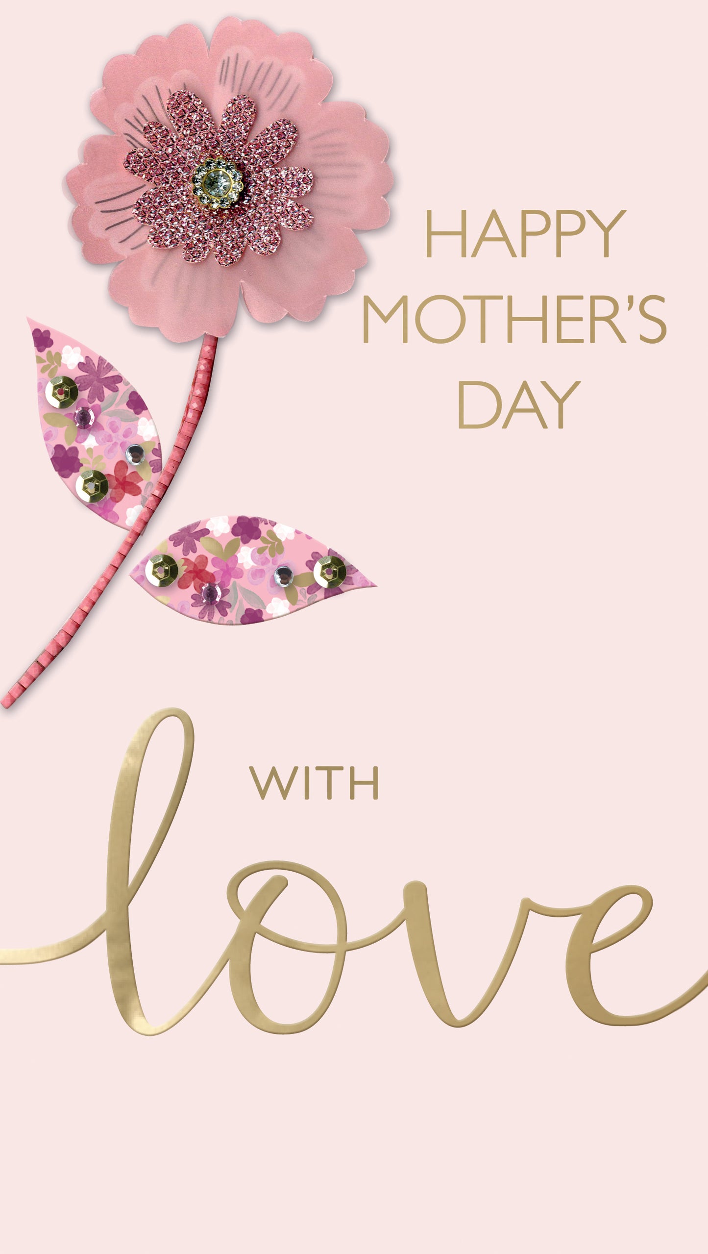 Happy Mother's Day Pretty In Pink Gems! Mother's Day Hand-Finished Greeting Card