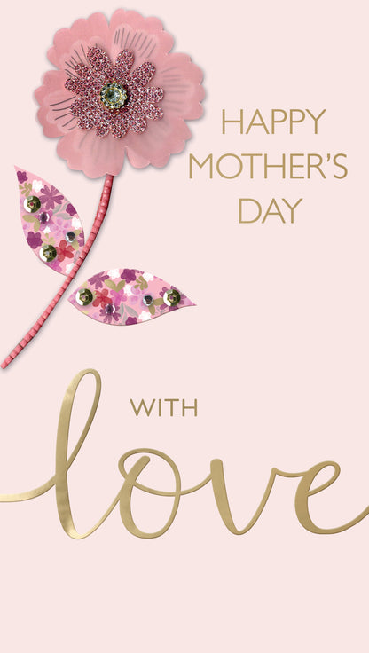 Happy Mother's Day Pretty In Pink Gems! Mother's Day Hand-Finished Greeting Card