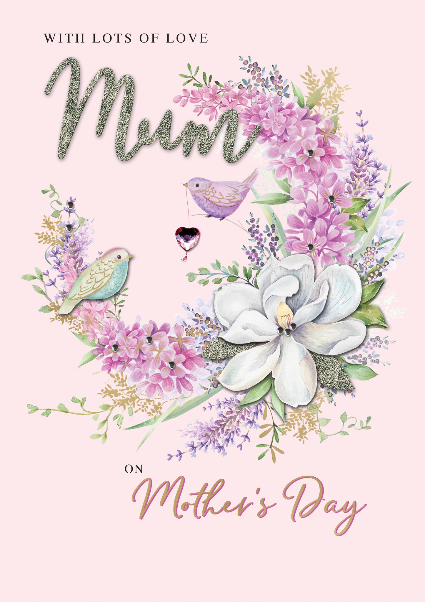 With Love Mum Love Birds Bouquet Mother's Day Large Greeting Card