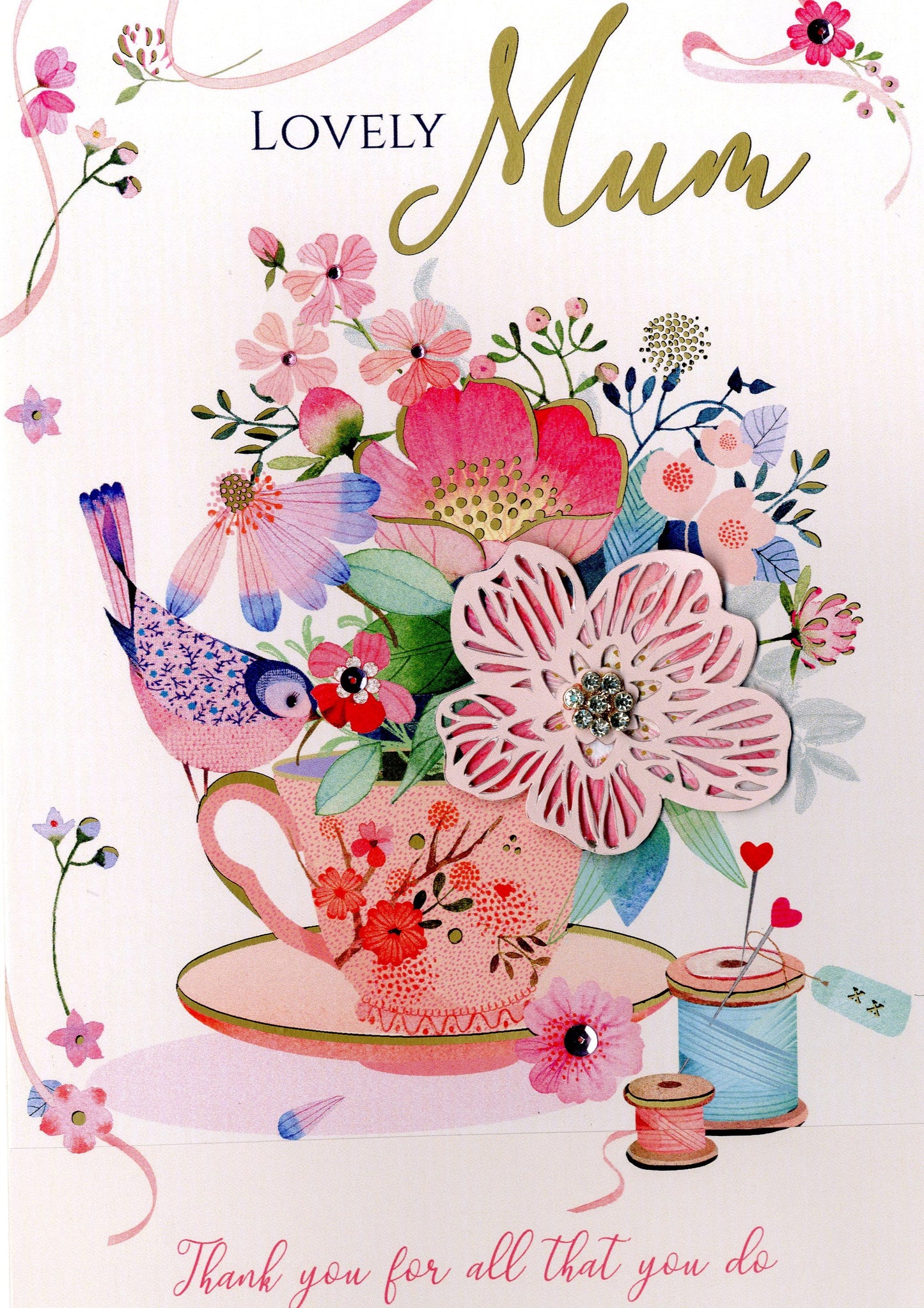 Lovely Mum Thank You Brew-Tiful Blooms! Mother's Day Hand-Finished Greeting Card