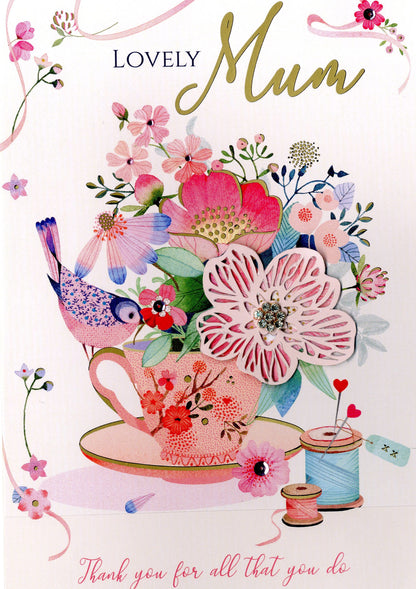 Lovely Mum Thank You Brew-Tiful Blooms! Mother's Day Hand-Finished Greeting Card