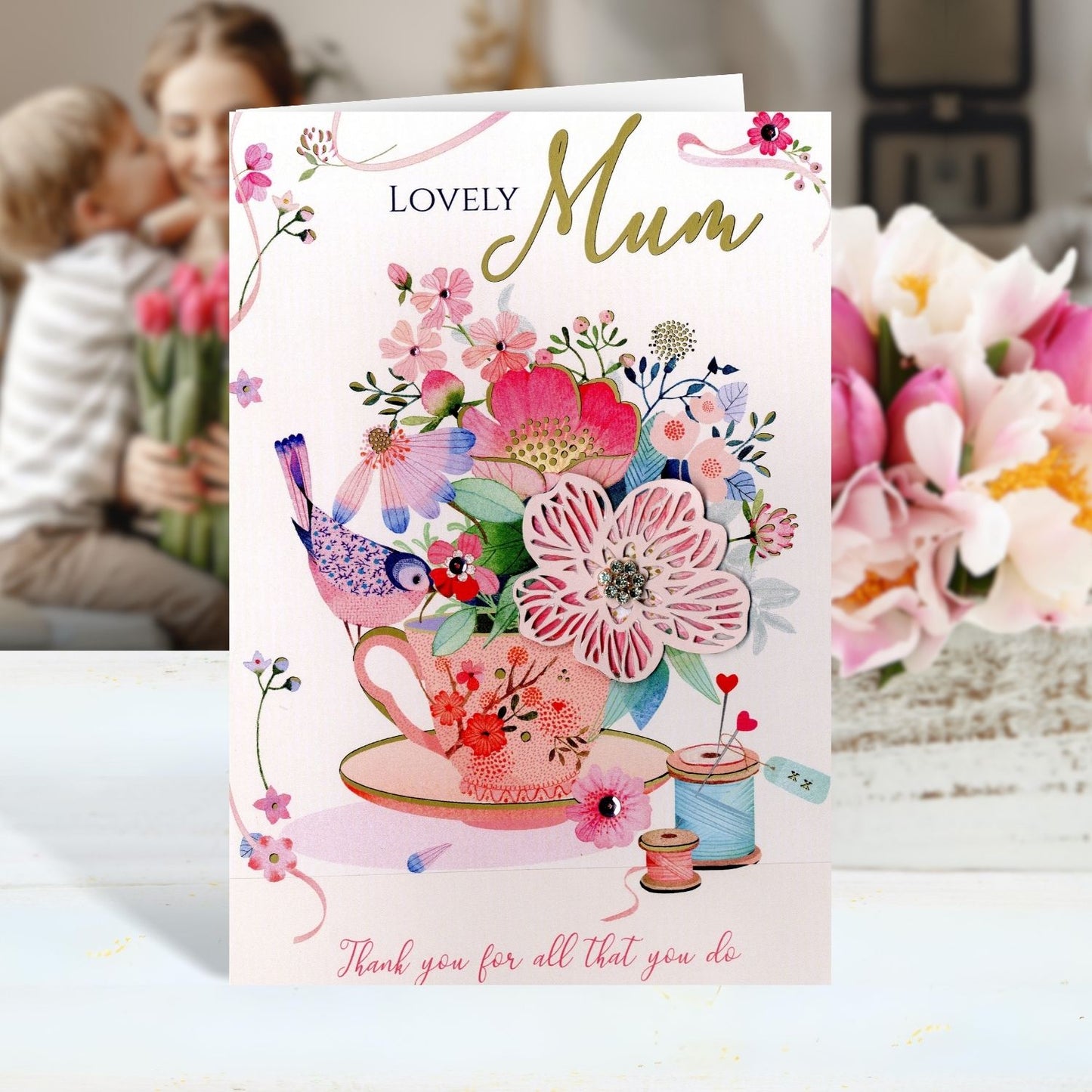 Lovely Mum Thank You Brew-Tiful Blooms! Mother's Day Hand-Finished Greeting Card