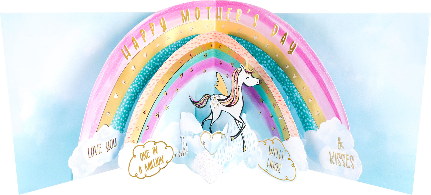 Magical Mummy Rainbow Riding Unicorns! Mother's Day Pop Up Greeting Card