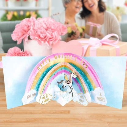 Magical Mummy Rainbow Riding Unicorns! Mother's Day Pop Up Greeting Card