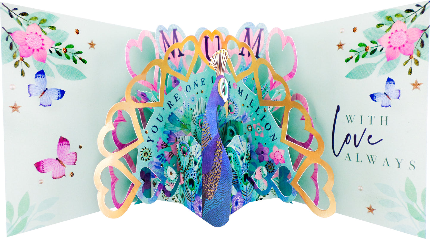 Happy Mother's Day Feathered Floral Mother's Day Pop Up Greeting Card