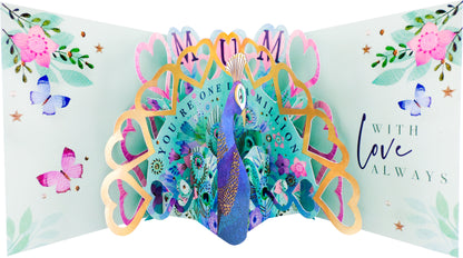 Happy Mother's Day Feathered Floral Mother's Day Pop Up Greeting Card