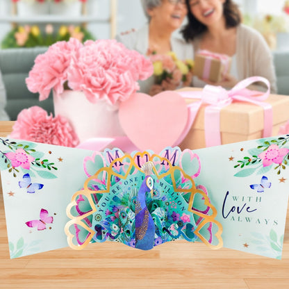 Happy Mother's Day Feathered Floral Mother's Day Pop Up Greeting Card