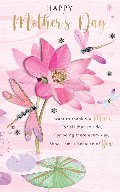 Thank You Mum Winged Water Dancers Mother's Day Hand-Finished Greeting Card