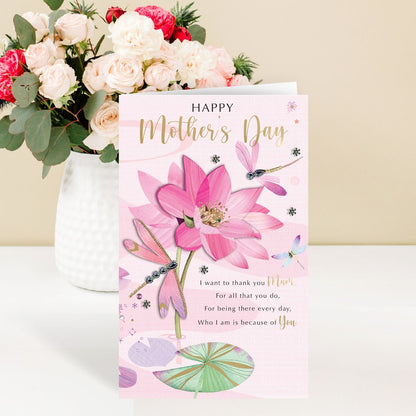 Thank You Mum Winged Water Dancers Mother's Day Hand-Finished Greeting Card