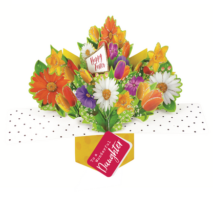 To A Wonderful Daughter Happy Easter Pop Up Flowers Greeting Card