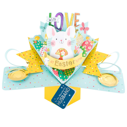 To My Wonderful Husband Easter Bunny Pop Up Easter Card