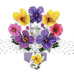 For You  Floral Pansies Any Occasion Pop Up Greeting Card