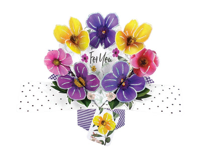 For You  Floral Pansies Any Occasion Pop Up Greeting Card