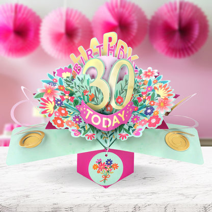 30th Birthday Pop Up Card & Musical Balloon Surprise Delivered In A Box For Her