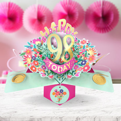 98th Birthday Pop Up Card & Musical Balloon Surprise Delivered In A Box For Her