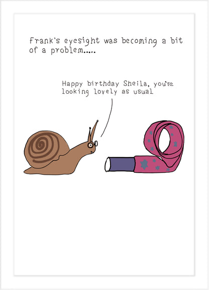 Funny Snail & Party Blower Birthday Card