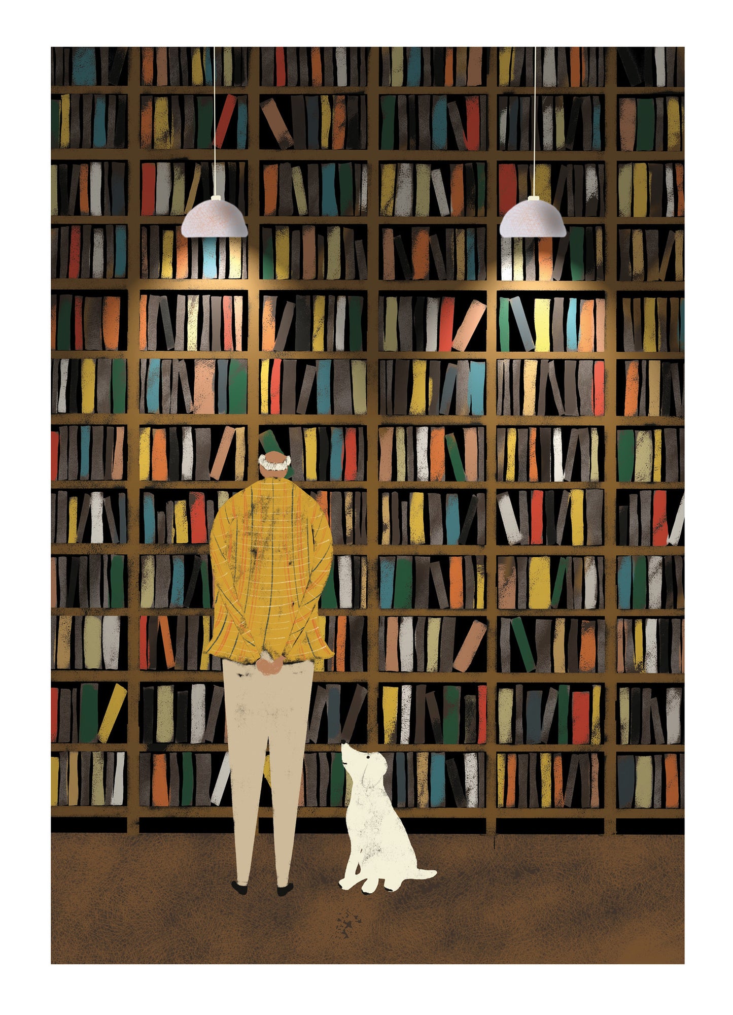 Embossed Man, Dog & Books Any Occasion Card