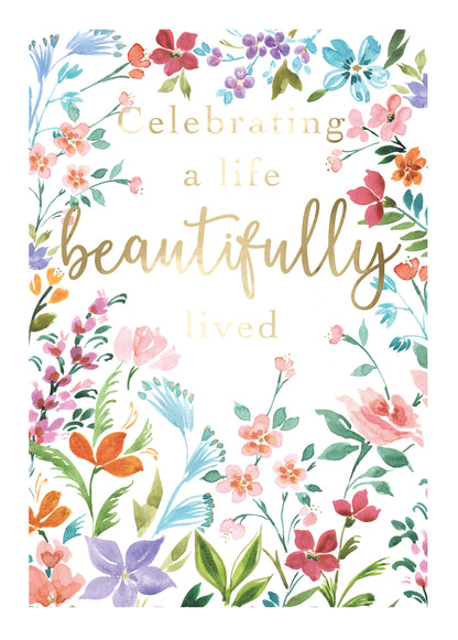 Celebrating A Life Floral Sympathy Card
