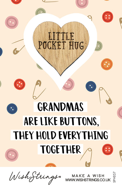 Grandmas Are Like Buttons Little Pocket Hug Wish Token