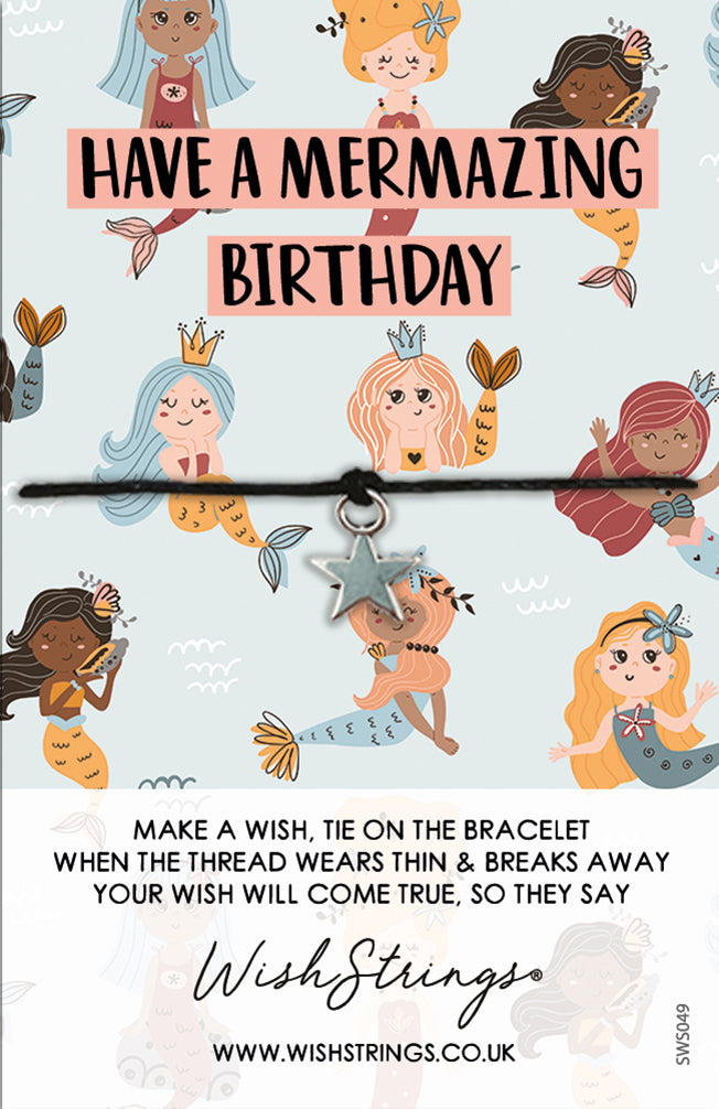 Have A Mermazng Birthday Mermaid Wish String Bracelet With Lucky Charm