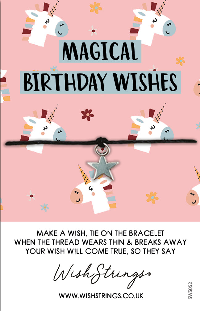 Magical Birthday Wishes Unicorn Wish String Bracelet With Lucky Charm