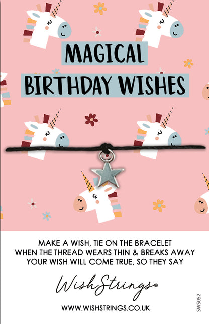 Magical Birthday Wishes Unicorn Wish String Bracelet With Lucky Charm