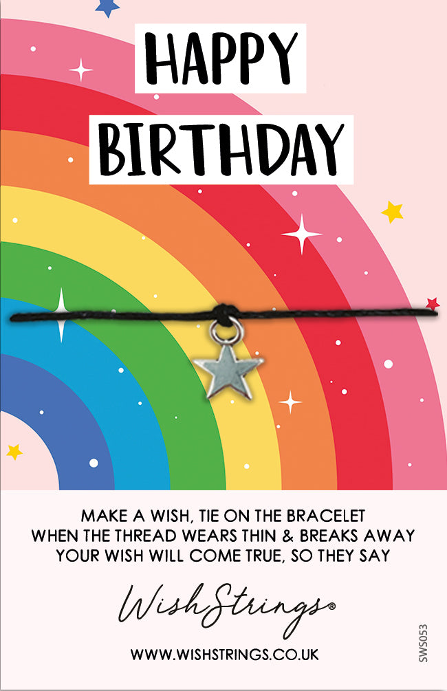 Happy Birthday Rainbow Wish String Bracelet With Lucky Charm