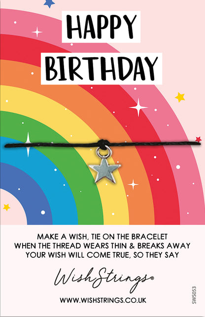Happy Birthday Rainbow Wish String Bracelet With Lucky Charm
