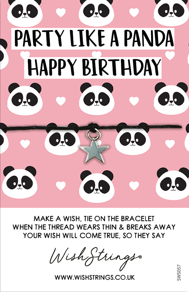Party Like A Panda Happy Birthday Wish String Bracelet With Lucky Charm