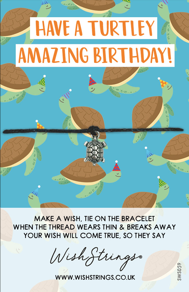 Have A Turtley Amazing Birthday! Wish String Bracelet With Lucky Charm