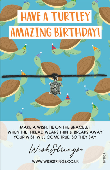 Have A Turtley Amazing Birthday! Wish String Bracelet With Lucky Charm