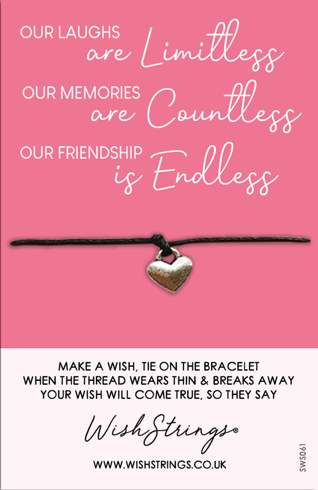 Endless Friendship & Laughs Wish String Bracelet With Lucky Charm