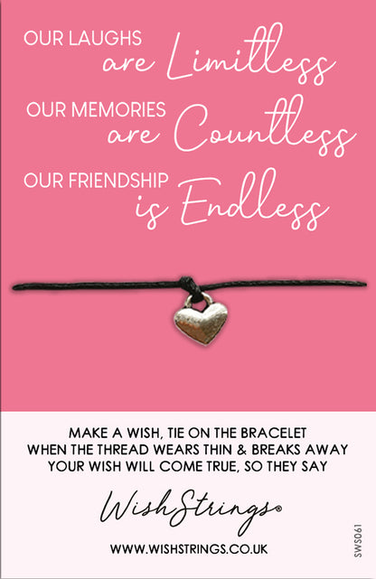 Endless Friendship & Laughs Wish String Bracelet With Lucky Charm